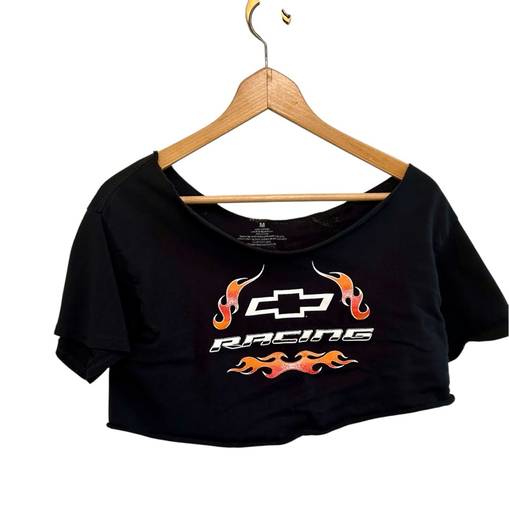 Chevrolet Racing Cropped Tee Shirt Graphic Sz Medium